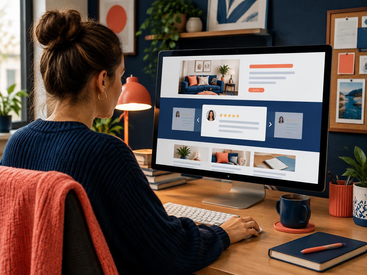 Web designer adding a reviews carousel to a website