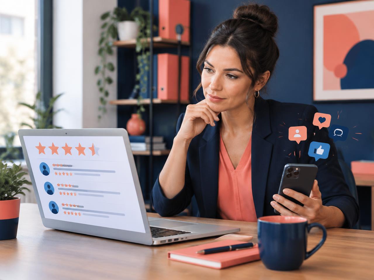 Owner comparing star ratings and social media mentions